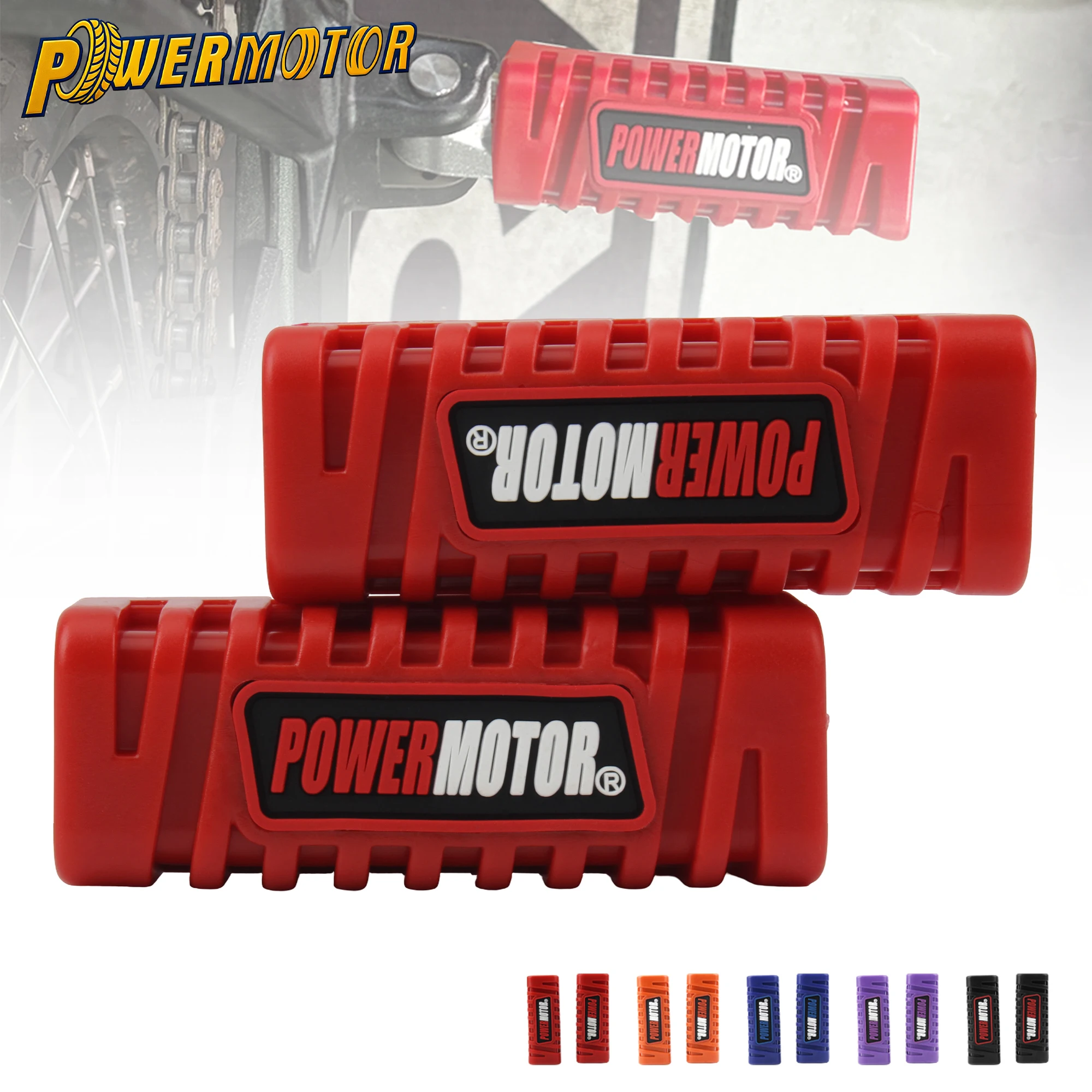 

POWERMOTOR Motorcycle Front Foot Pedal Rubber Cover Anti-slip Footrests Mat Decorate Parts Dirt Pit Bike Motocross Universal