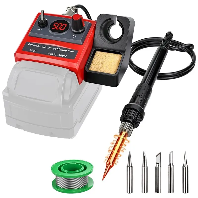 WCS-NEW Cordless Soldering Iron For 18V Battery, 90W Soldering Station Kit Includes 5 Tips, DIY Soldering Accessories