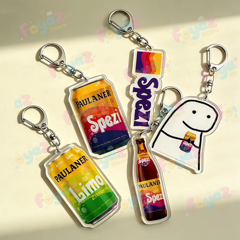 Llavero Creativo con Diseño de Bebida Spezi, Accesorios para Bolsos, Llaveros de Cerveza Paulaner Munich Alemania, Regalos de Joyería para Amigos