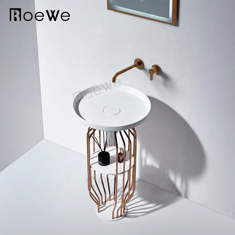 modern pedestal sink freestanding washbasin artificial stone solid surface basin bathroom sinks