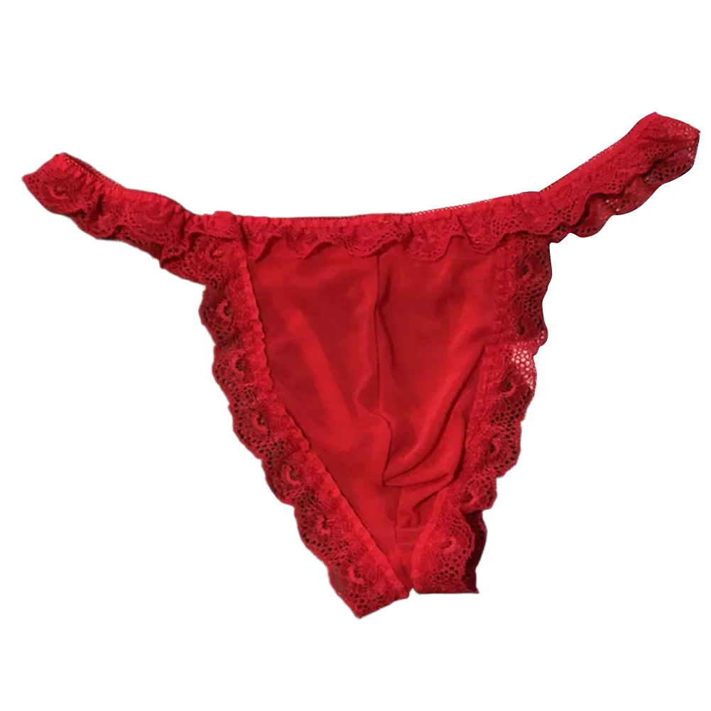 Sexy Höschen Herren Spitze Slips Niedrige Taille Unterwäsche Männliche Tangas Mesh Homosexuell Sissy Pouch T-Back G-string Erotische Unterhose knickers