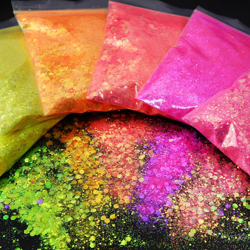 

50g Shining Resin Pigment Iridescent Glitter For Epoxy Resin Filling Mix Hexagon Chunky Flakes DIY Pendant Silicone Mold Filler