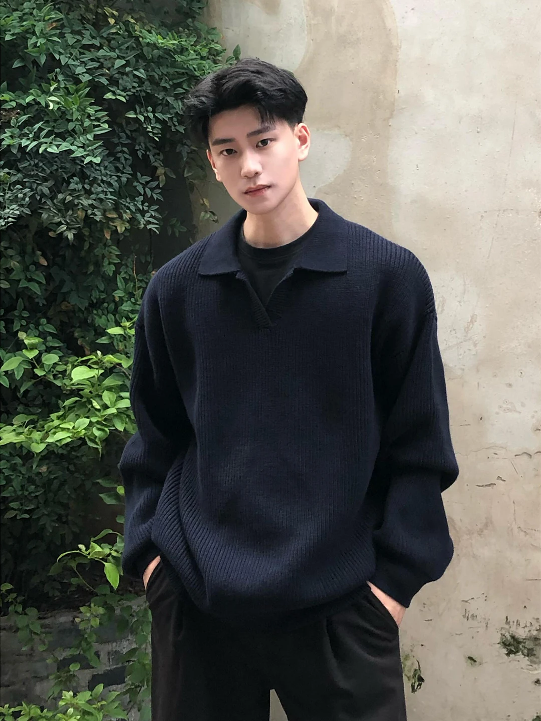 

Мужской вязаный свитер с воротником-стойкой для осени и зимы: модный базовый слой, элегантный и устойчивый, свободный крой, мягкая текстура