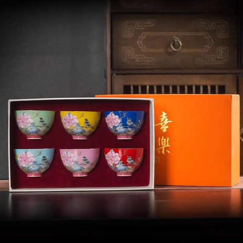 

Tea tasting enamel master set single cup personal home ceramic kung fu tea set tea cup tea cup gift box