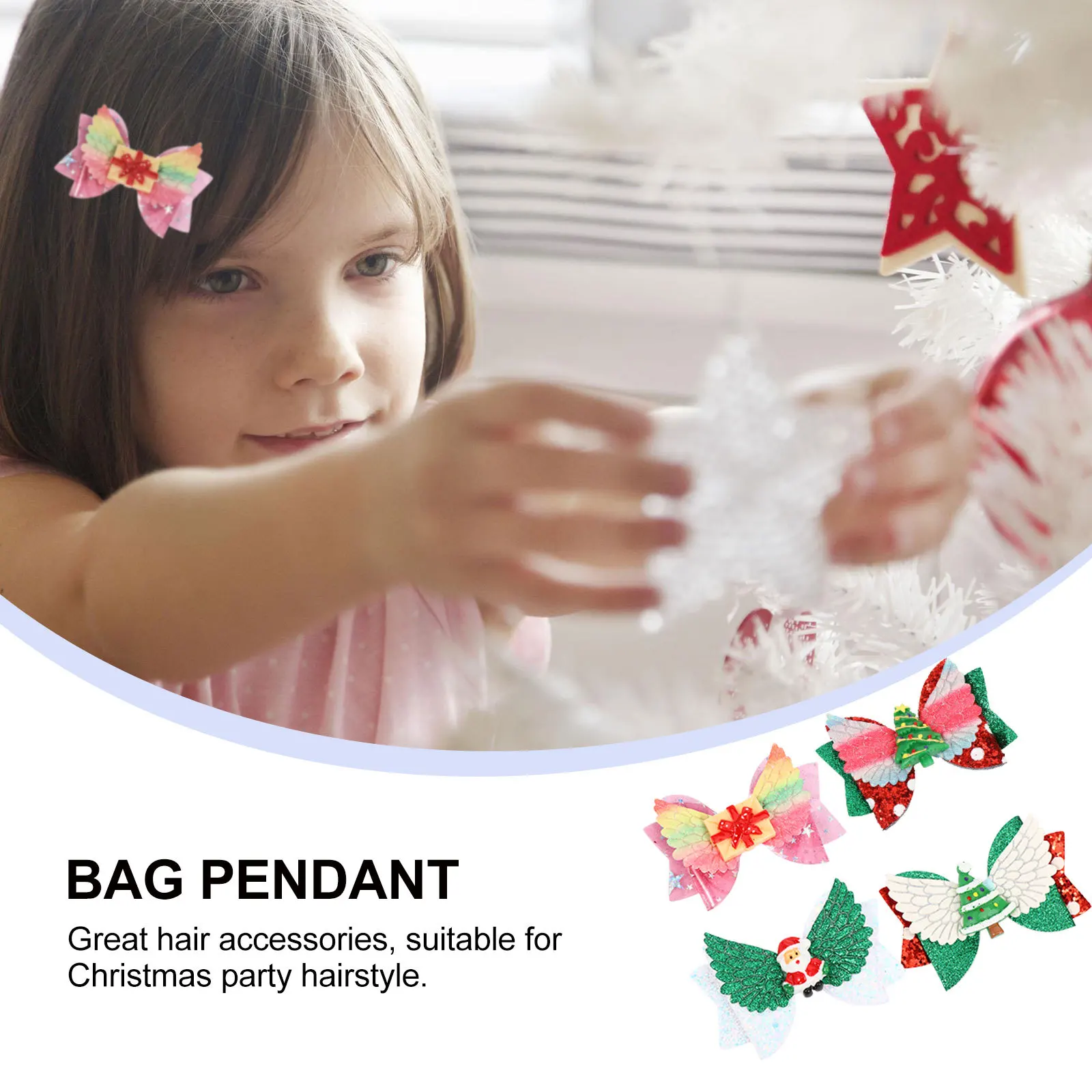 

4 Pcs Christmas Headdress 's Party Hairpins Bow Clips Decorations Four Styles Barrettes Artificial with Bows