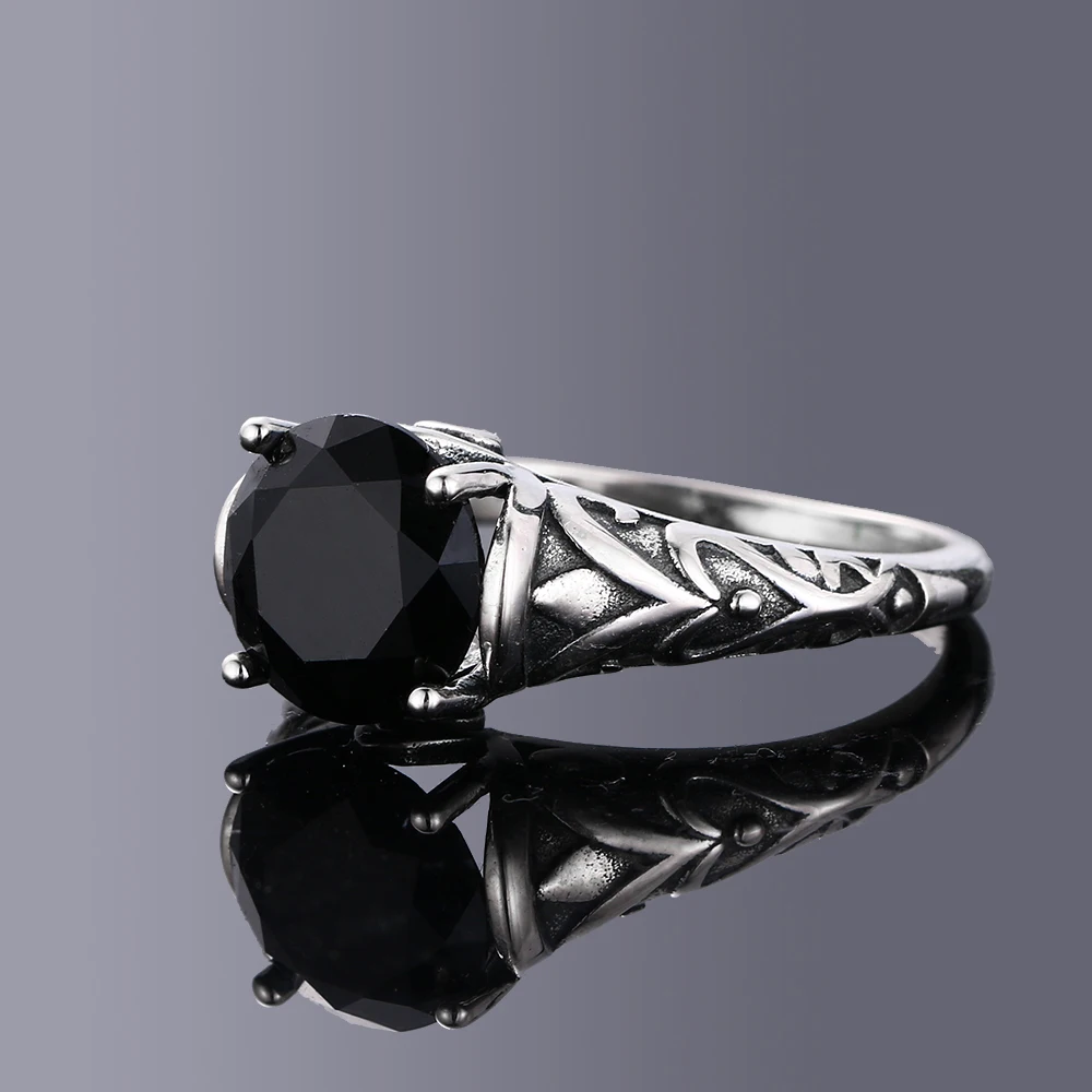 خواتم الزركون الأسود خمر للنساء الحد الأدنى المتخصصة التايلاندية الفضة الفرقة العصرية أنيقة الزفاف المشاركة غرامة مجوهرات اكسسوارات #3