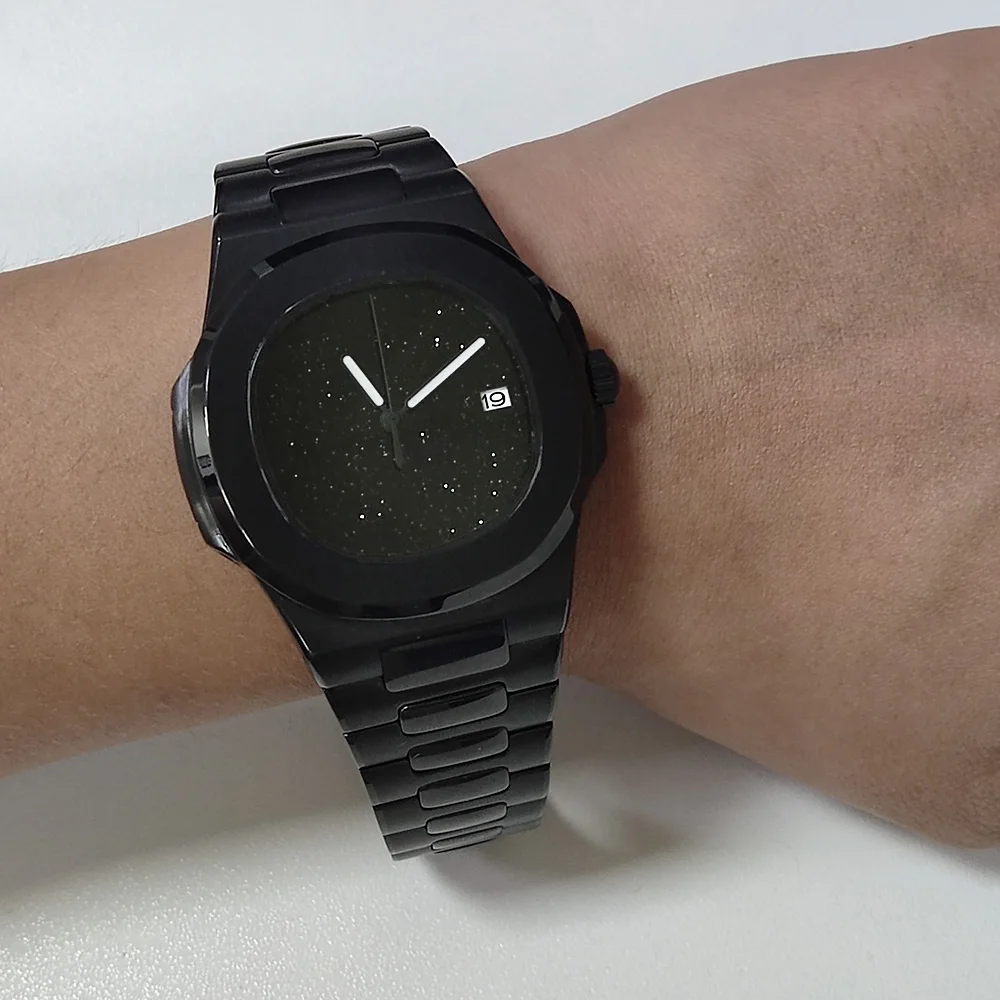 Orologio NH35 da 43 mm Quadrante nero stellato Orologio impermeabile in acciaio inossidabile Orologio meccanico creativo NH35 Movimento automatico Orologio da uomo