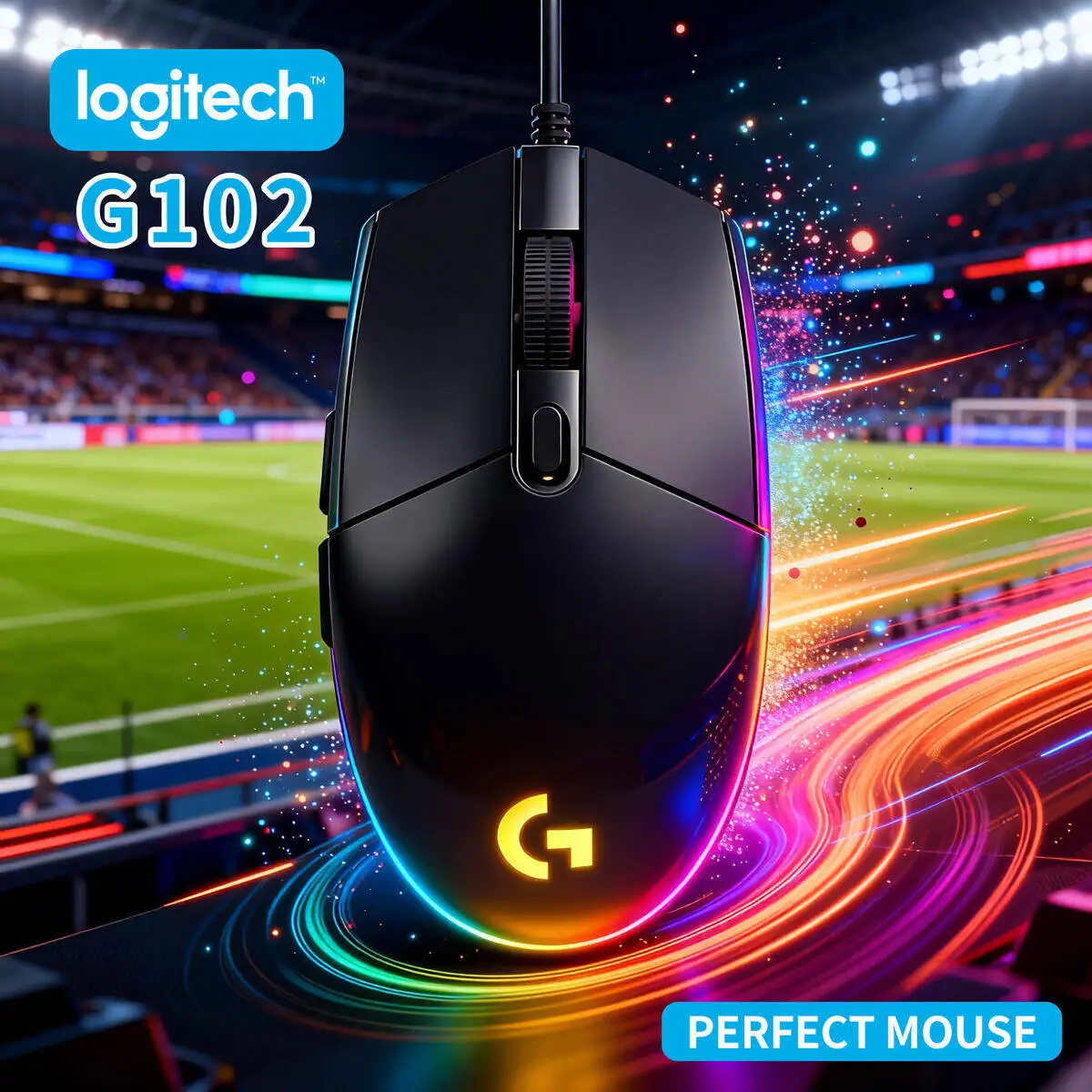 لوجيتك G102 ماوس ألعاب سلكي RGB إضاءة 6 أزرار قابلة للبرمجة 8000 ديسيبل متوحد الخواص قابل للتعديل مريح مناسب لأجهزة الكمبيوتر المحمول المكتبية