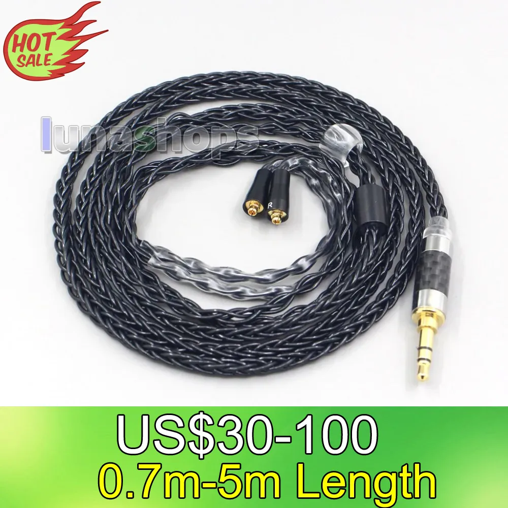 LN007018 4.4mm XLR 8 Core Silver Plated Black Earphone Cable For W40 W50 W60 UM10 UM20 UM30 UM40 UM50 Pro