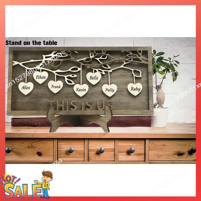 

ABCL Wooden Family Tree Plaque Decoration Carved Family Name Ornaments Mother's Day Gift Easy To Use 7 Name