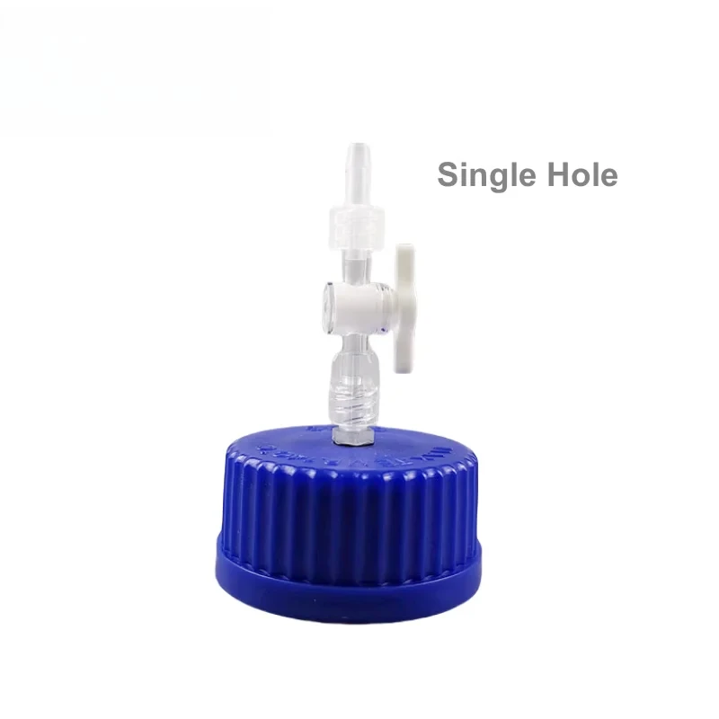 1PC Blue GL45 Safety Cap with Switch Valve Fermentation Tank Sampling Buffer Feed Waste Liquid Sealing Bottle Replacement Cap