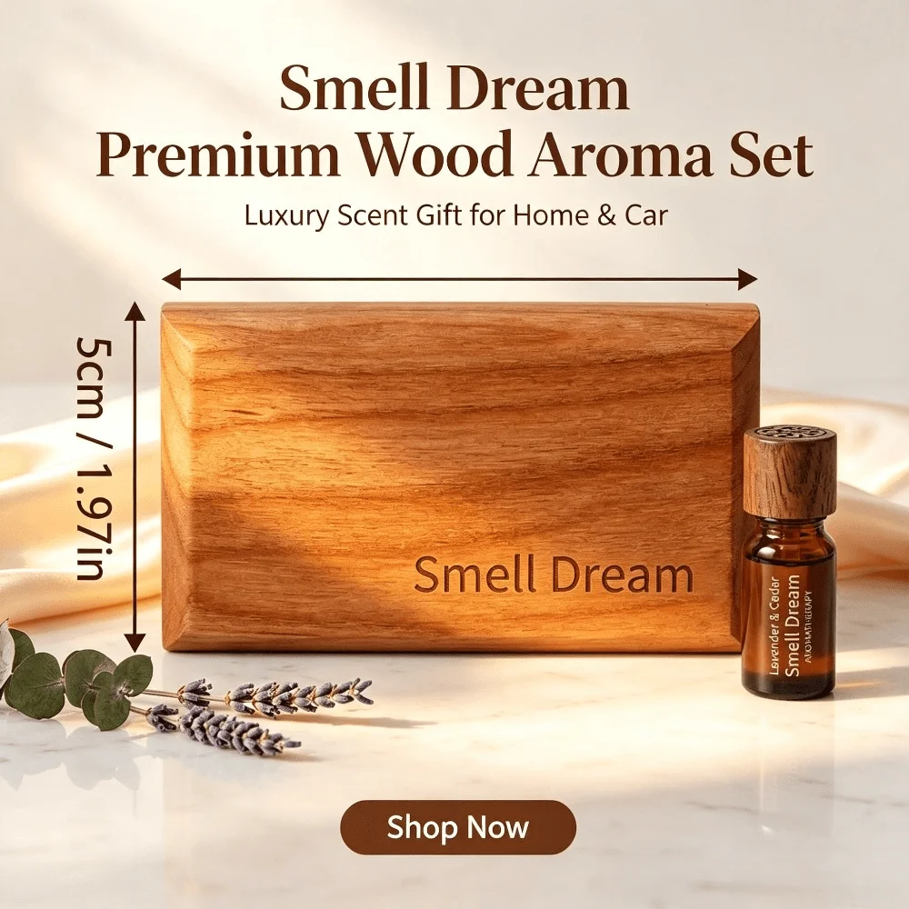 Car Air Freshener Natural Wood Aromatherapy Diffuser, Calming Scent for Peaceful Sleep, Decor Ornament for Bedroom and Office