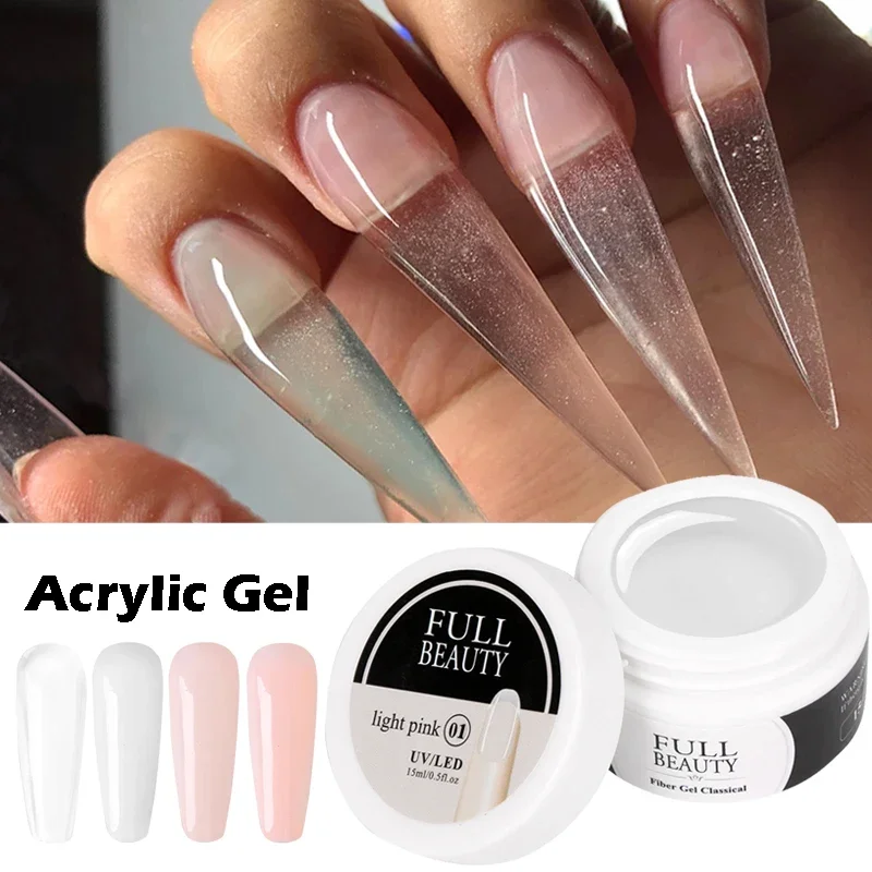 4 Kleuren Uv Nail Gel Wit Helder Roze Quick Building Acryl Nail Art Vinger Tips Uitbreiding Lijm Manicure Gel Accessoires 15Ml