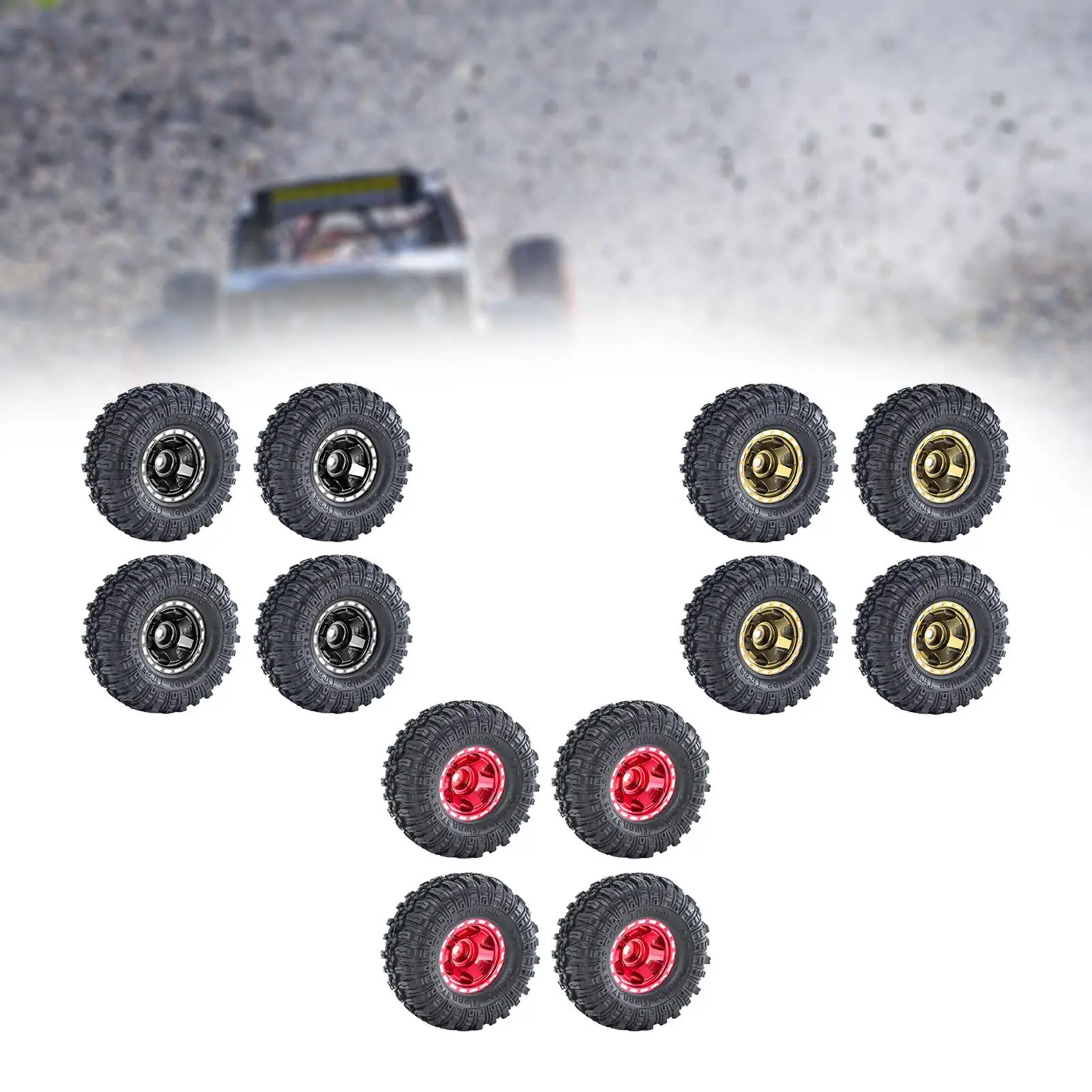 4x 1.0 inch Wheel Tires Set,Spare Parts,Simulation Replacement RC Crawler Car Tires for FMS24 1:24 RC Crawler Car Accessory