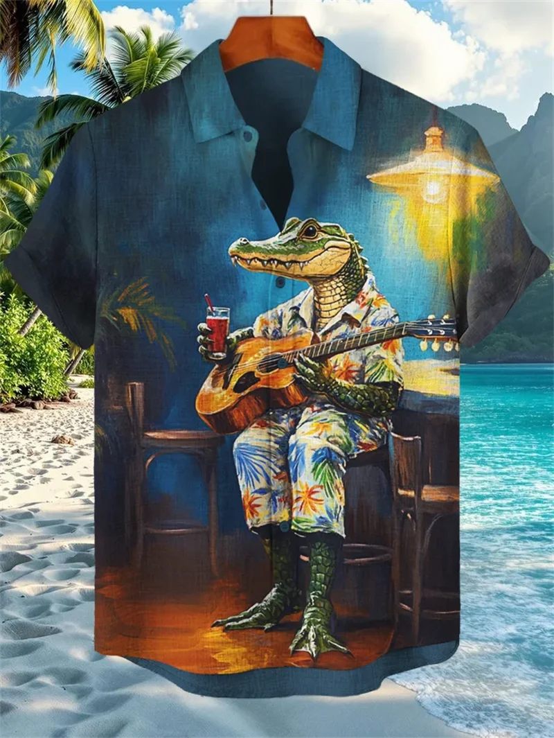 

Новая летняя модная новая рубашка с 3D принтом кота, мужская рубашка с короткими рукавами, уличный повседневный мужской топ с принтом птиц