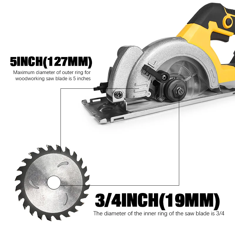 Electric Goddess 5in Brushless Electric Circular Saw ﻿For Dewalt 20V Battery ﻿Cordless 1000W Handheld Woodwork Saw Power Tool ﻿