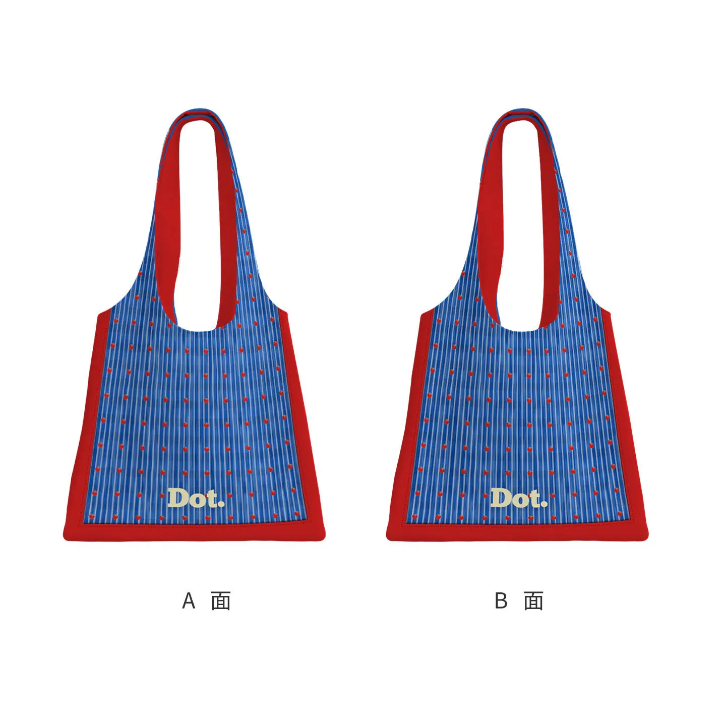 Polka-Dot Canvas Backpack Red and Blue Korean-Style Casual Look Backpack for Students Office Workers and Commuting to Class