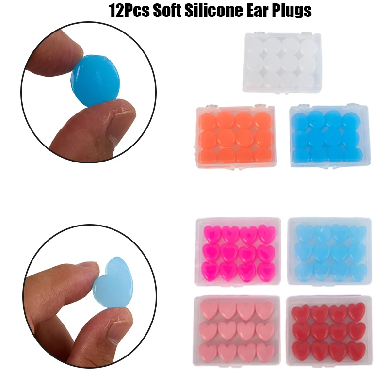 12PCS Silicone Ear Plug Reusable Silicone Wax Earplugs Swimming Moldable Earplugs Noise Reduction Cancelling Sleeping Protection