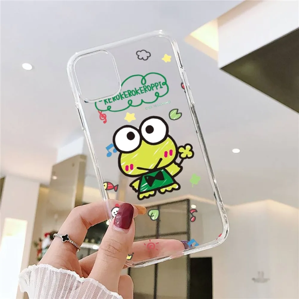 Sario-K-Keroppi  Phone Case For Iphone 15 11 13 14 Pro Max 7 8 Plus X Xr Xs Max Se2020 12mini Transparent Cover