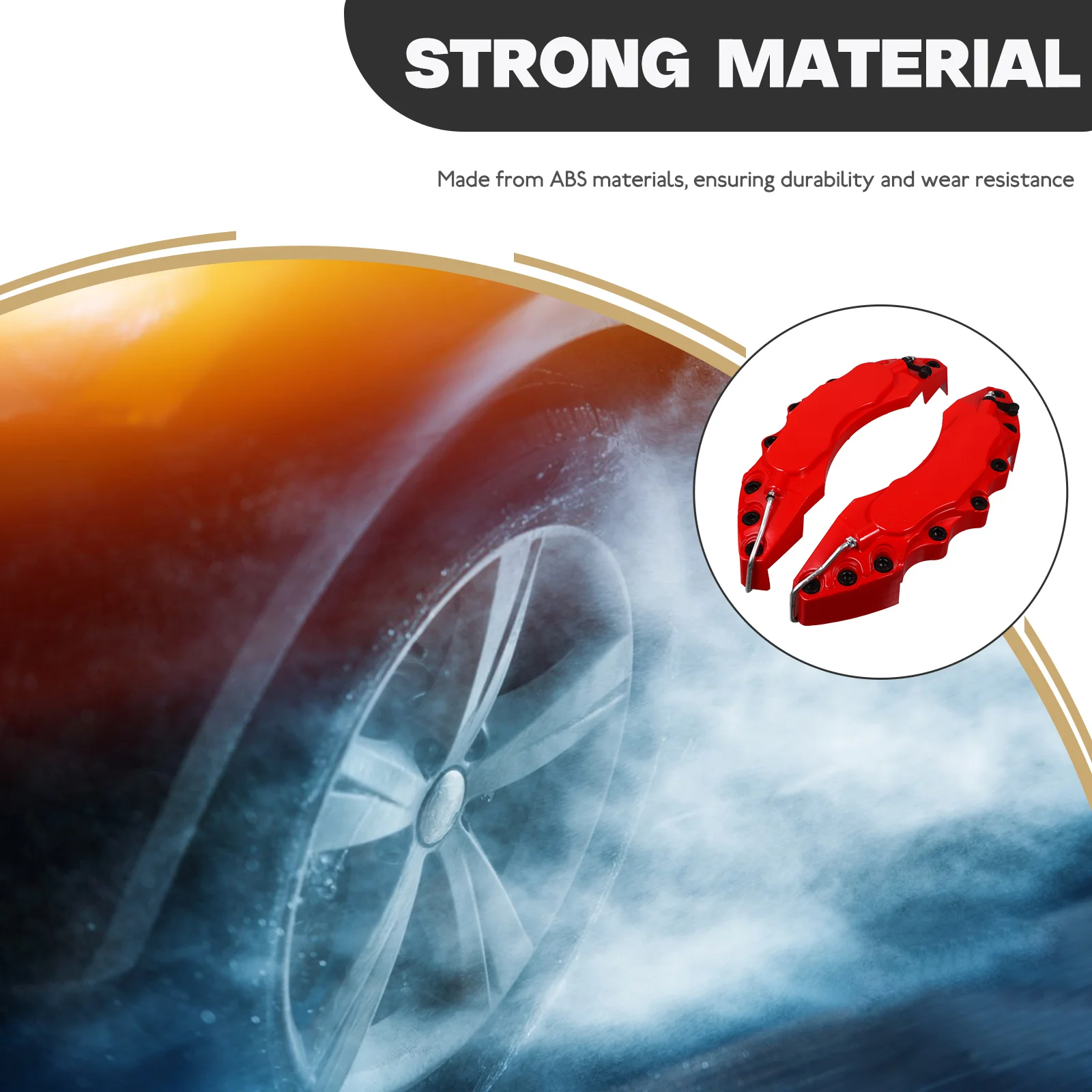 

2pcs Brake Caliper Covers Large Red Easy Installation Automotive Accessories Wheel Hub Decor Durable ABS Universal Fit Car Style