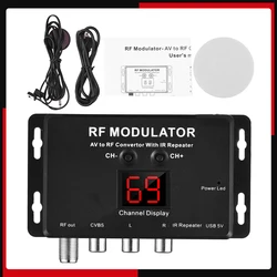 M60IR RF Modulator with IR Repeater AV to RF Converter with IR Repeater To Modulate Audio/Video/signal to RF Signal Over Coaxial