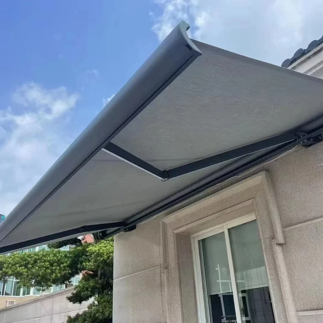 Electric Full Cassette Awning Outdoor Electric Window Sun Shade Folding Arm Retractable Canopies Awning