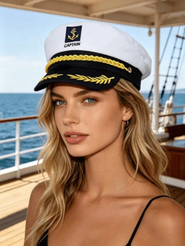 Adult Yacht Sailor/Captain Hat – Adjustable Unisex Party Hat – Perfect for Costume Parties, Themed Events, and Stylish Outfits