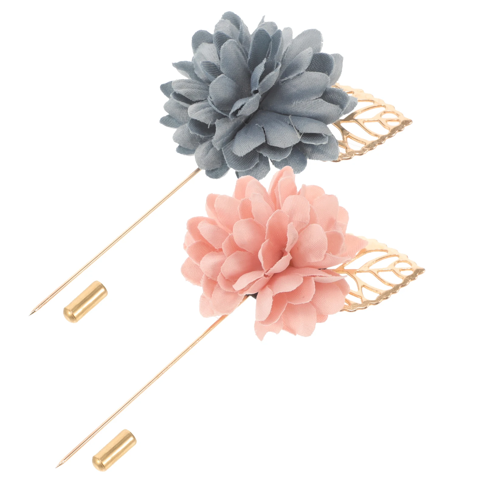 

2 Pcs Corsage Pin Fabric Flower Brooch Floral Boutonniere Pins for Men The Flowers Alloy Brooches Wedding Bride