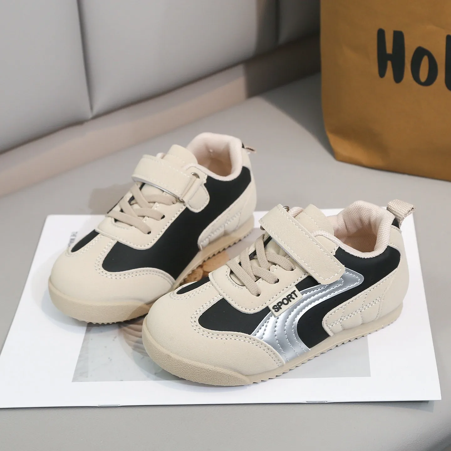 

Kids'Casual Shoes PU Leather Spring Fashion Outdoor Sport Shoes For Children Breathable Anti-slip White Black Size 21-32
