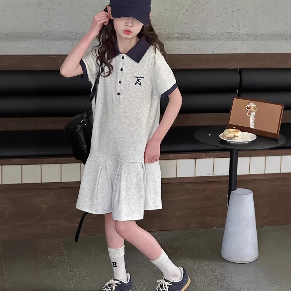 Preppy Design Dress Color-Block Short-Sleeve Casual Summer Gown - Academic Inspired Fashion