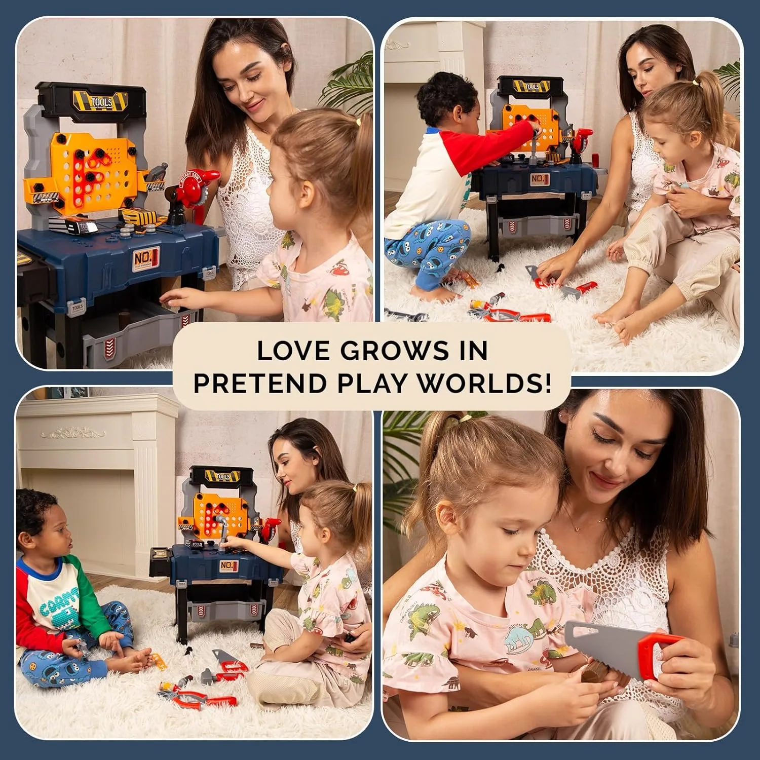 Ensemble de banc à outils pour enfants, 65 pièces, jeu de simulation, établi de Construction, jouets pour tout-petits, ensemble de jeu d'atelier Transformable pour garçons et filles