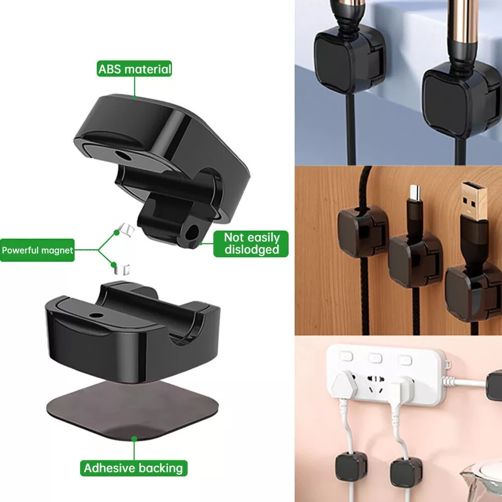 1set Wall Mounted Charging Cable Organiser Clips Wire Manager Management Cord Holder 2*2*1.9 Cm Electrical Supplies Accessories