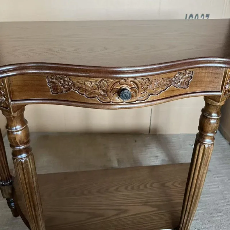 Table, entryway, console, entryway, cabinet, solid wood, semicircle, wall, European retro