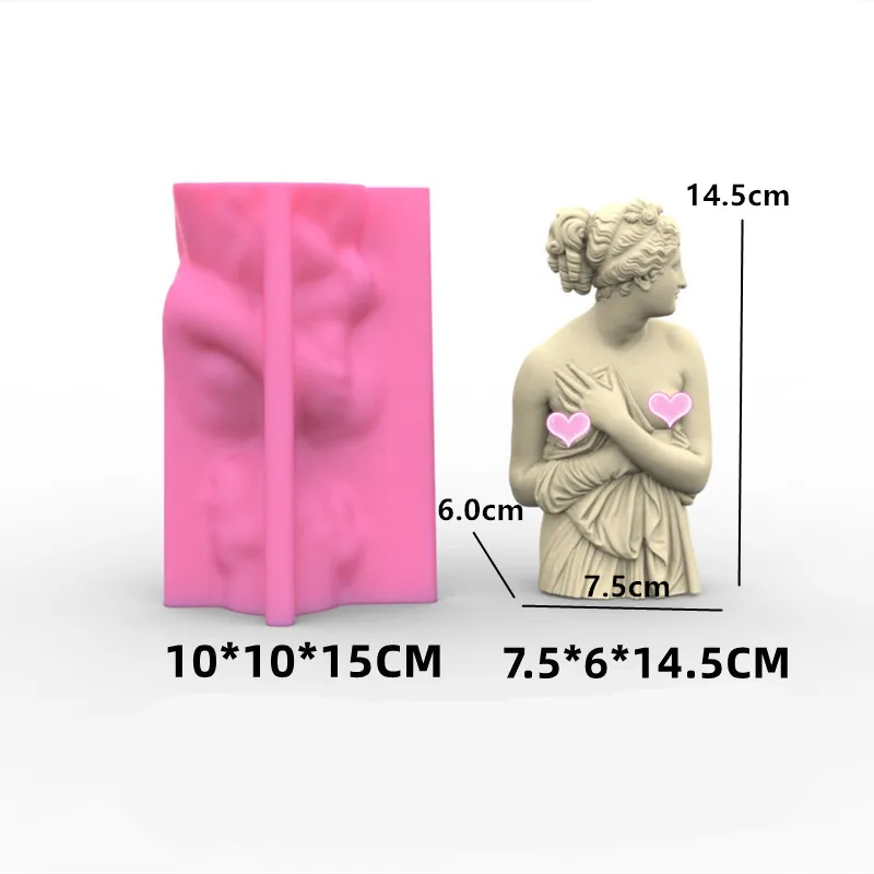 Large Nordic Greek Antique Goddess Statue Candle Silicone Mold Stripping Woman Epoxy Silicone Mold Home Decor Crafts clay mold
