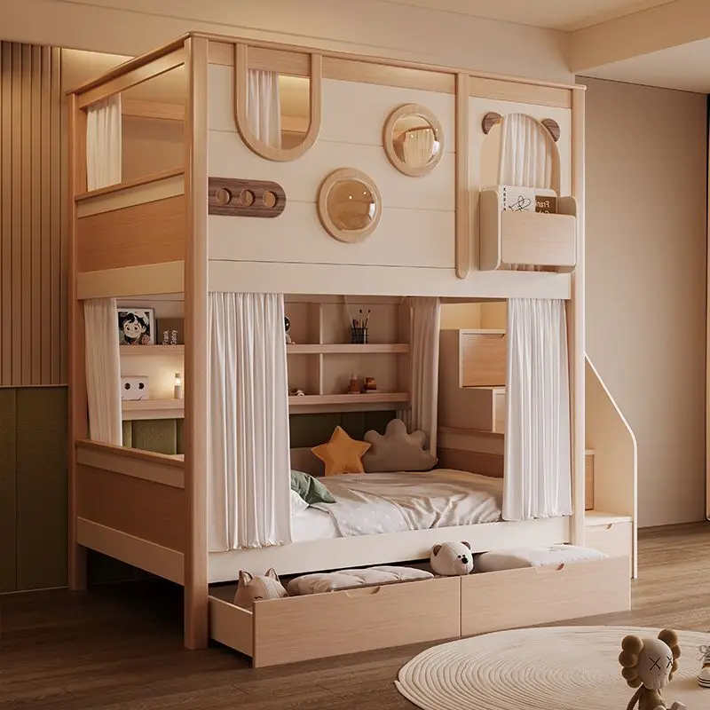 

X-S Children's bunk bed double height and low bed multi-functional two-layer mother and child bed raised combination
