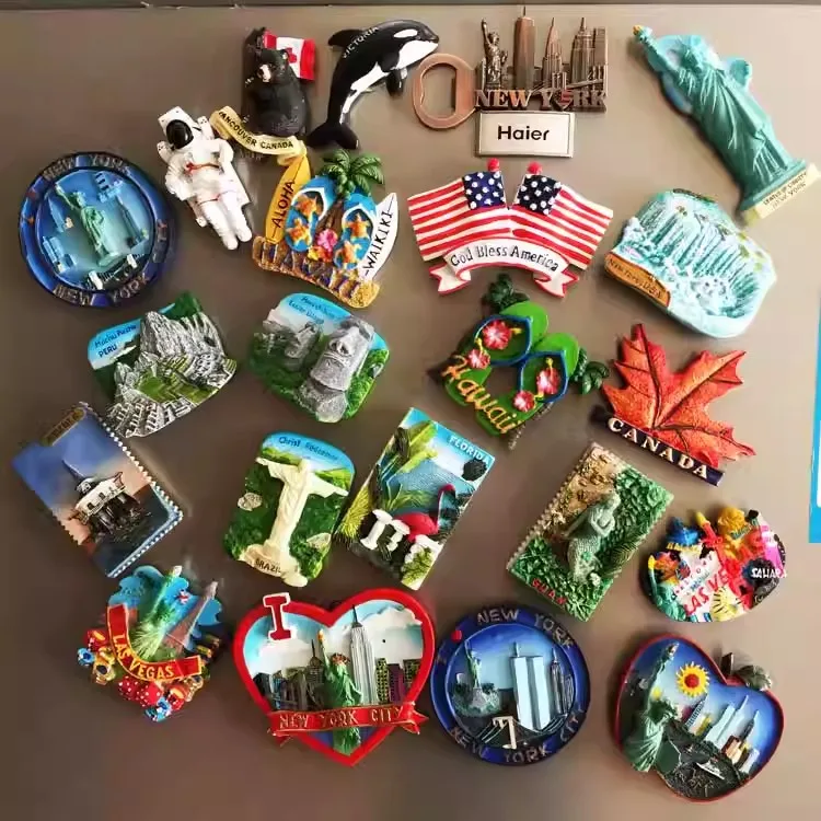 BABEMEMI USA Resin 3D Refrigerator Magnets New Jersey Las Vegas Washington Seattle Fridge Magnet Travel Tourist Souvenirs Craft