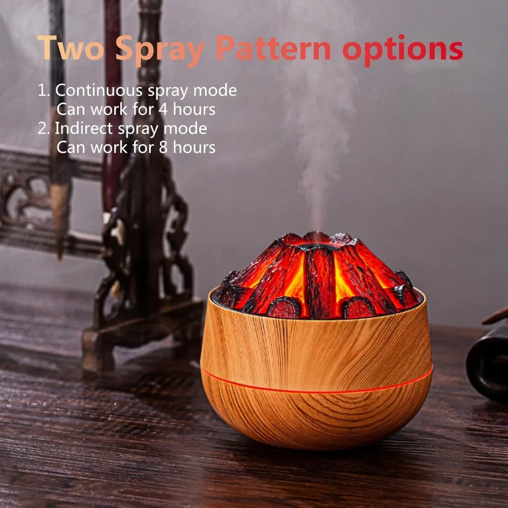 2026 New Charcoal Fire Style Humidifier | Aroma Diffuser Simulated Flame Silent Mist for Bedside Home Car Better Sleep Hydration