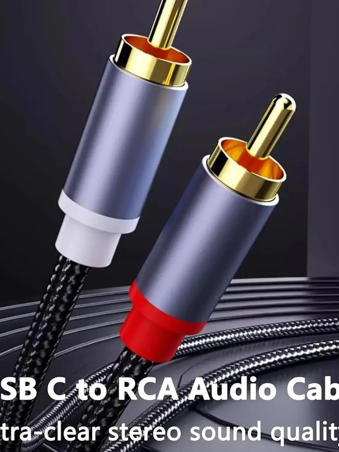 USB-C to Dual RCA Audio Cable, Hi-Fi Sound for Phone, Tablet, Speaker, Home Theater, DVD Player, Audio Stereo Cord