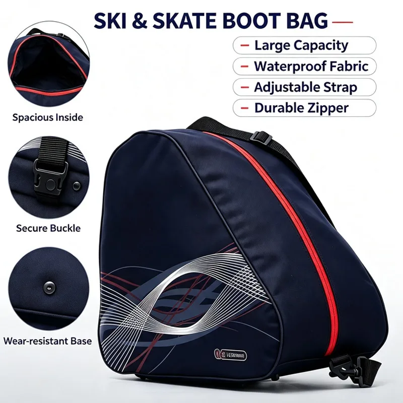 Professional Snow Boots Bags Thick Ski Roller Skate Helmet Portable Carry Shoulder GYM Bag Non-slip Ice Skating Shoe Bag Durable