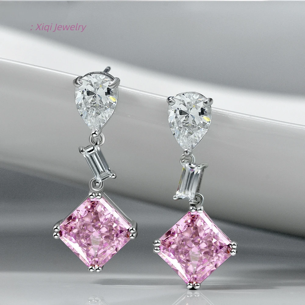 

Xiqi Jewelry 10x10mm High-Carbon Diamond Gem Drops, 100% 925 Sterling Silver Pendant Earrings for Women, Premium Jewelry Gifts f
