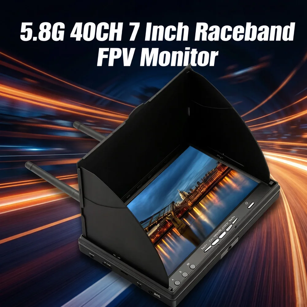 LCD5802D LCD5802S 5802 5.8G 40CH 7 Inch Raceband FPV Monitor 800x480 With DVR Build-in Battery Video Screen For FPV Multicopte
