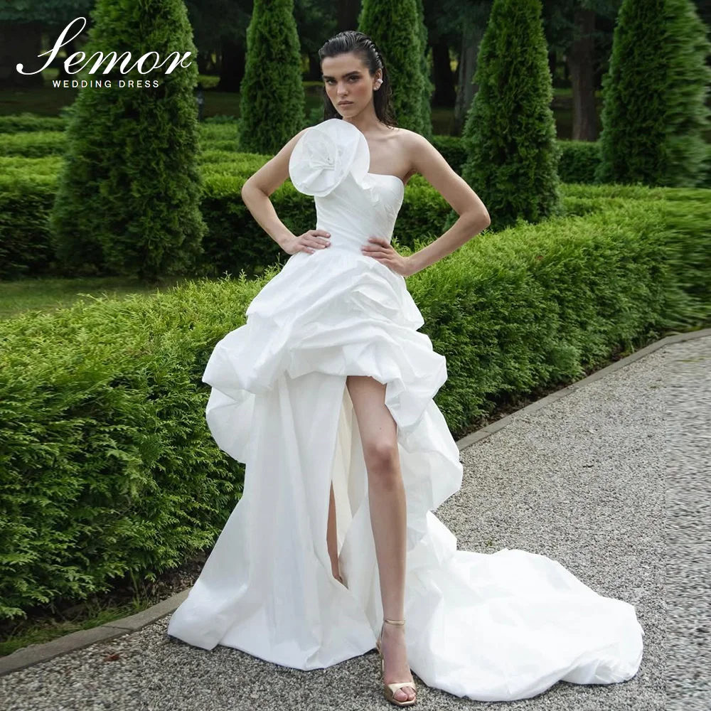 Semor Customized 2026 Sleeveless Wedding Dress Chic 3D Flower Bridal Dress Split Train Formal Gown for Bridal Outdoor Ceremony