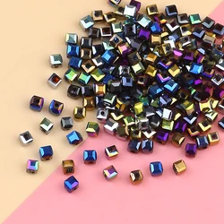 Electroplated Austrian square color crystal beads 4mm/100PCS crystal faceted bead jewelry DIY bracelet necklace accessories
