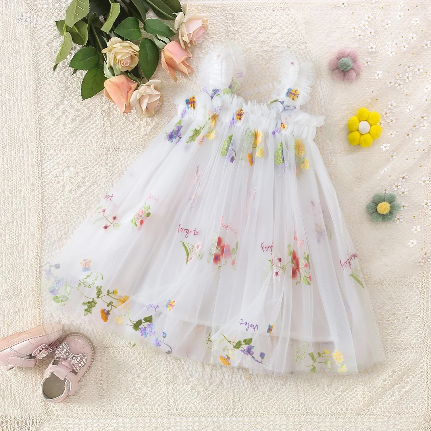 Summer Girls Birthday Dresses Pink Tulle Formal Event Costumes Girls First Communion Dresses Kids Dresses image 3
