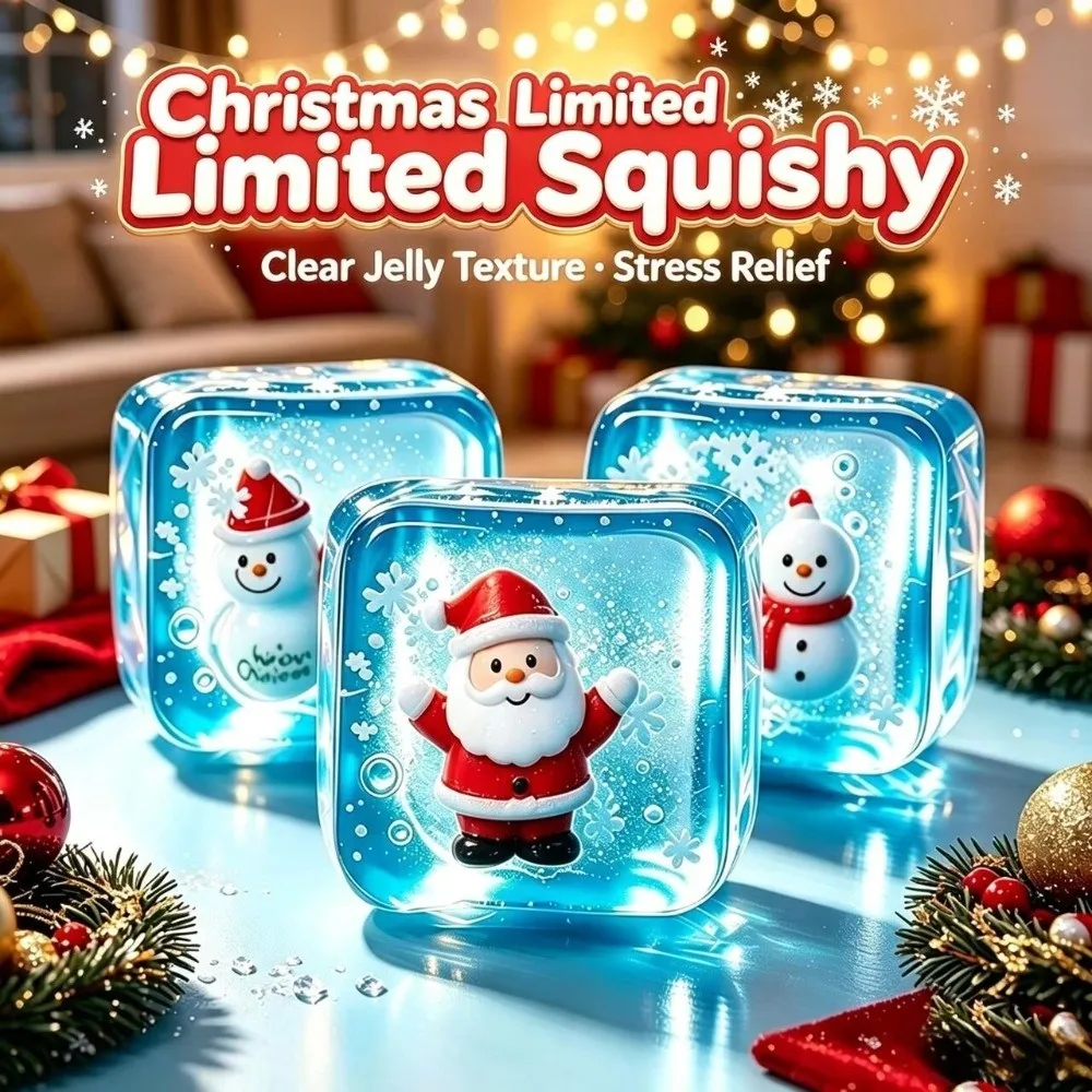Maltose Texture Christmas Ice Cube Santa Design Christmas Decor Christmas Squishy Toy Stress Relief Christmas Gift