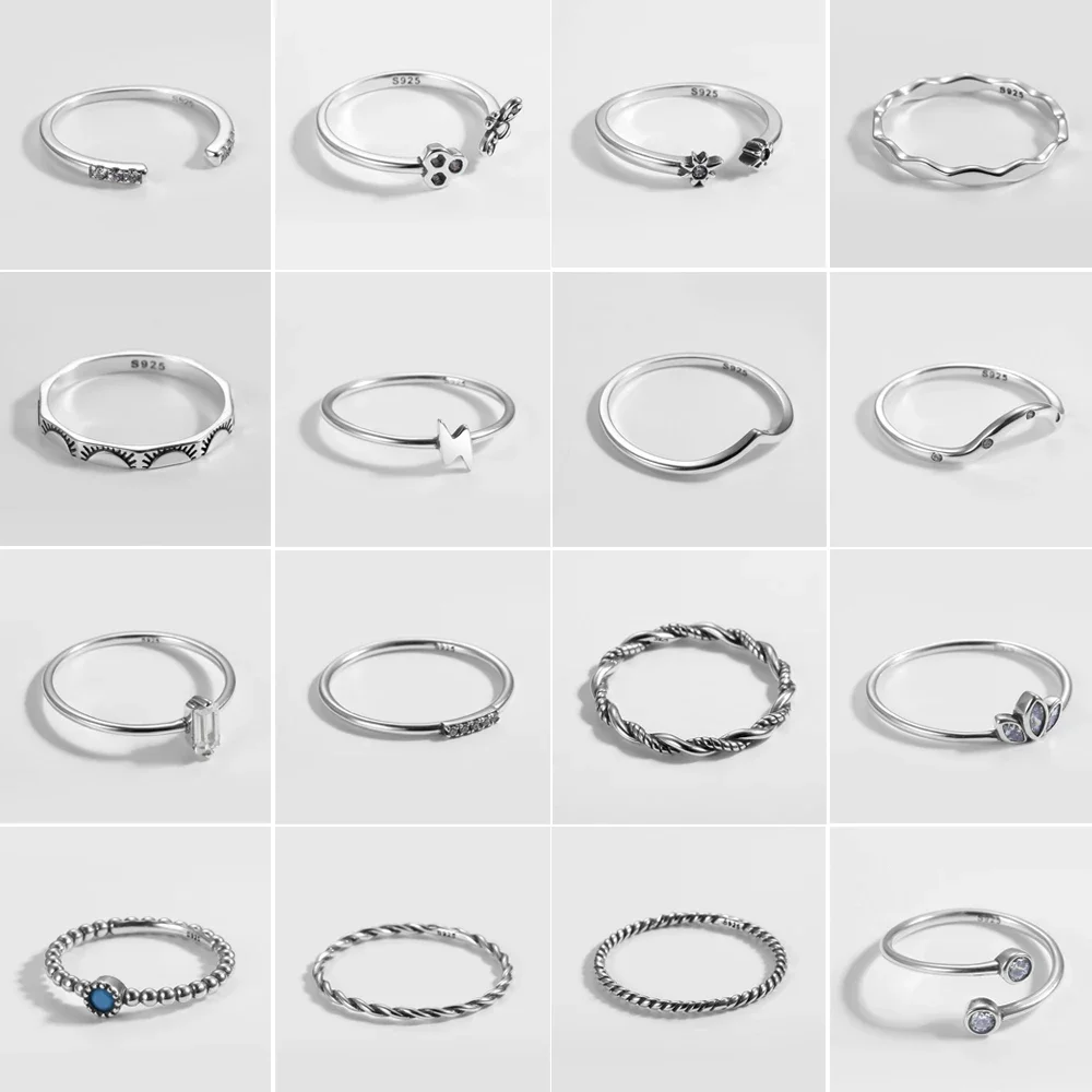 Real 100% 925 Sterling Silver Simple Rice Word Thin Ring for Women Trendy Luxury Fine Jewelry Stackable Twist Finger Rings Gifts