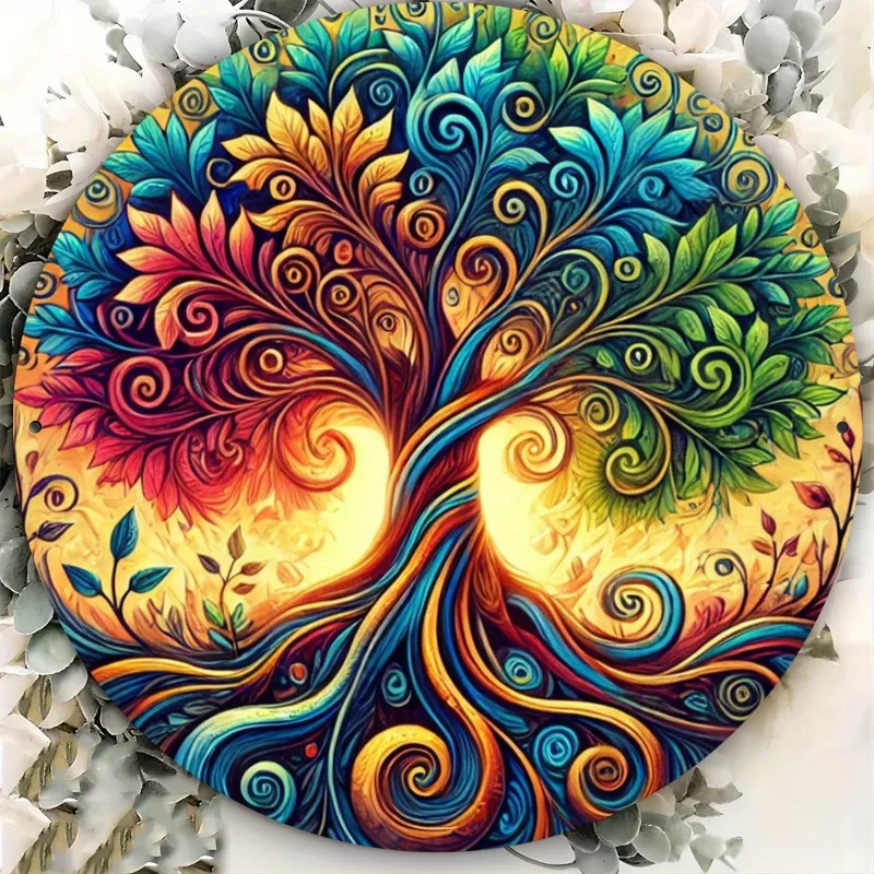 Tree of Life Mandala Iron Wall Art - Perfect for Home Decor, Kitchen, Living Room,Coffee Bar& Bedroom, Life Tree, Hanging Plaque