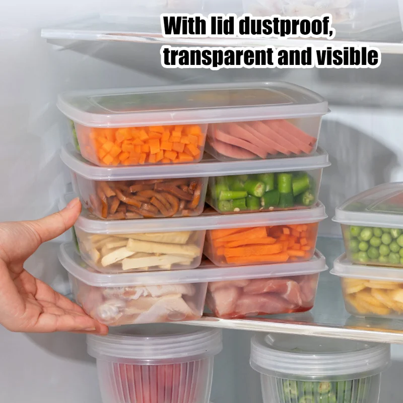 4Grids Fridge Storage Box Fridge Side Door Food Keep Fresh New Clear Container Kitchen Refrigerator Spices Organizer Accessories