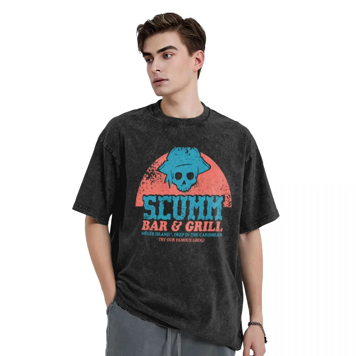 SCUMM BAR T-Shirt baggy shirts sports fans basketball graphic tees mens cotton t shirts