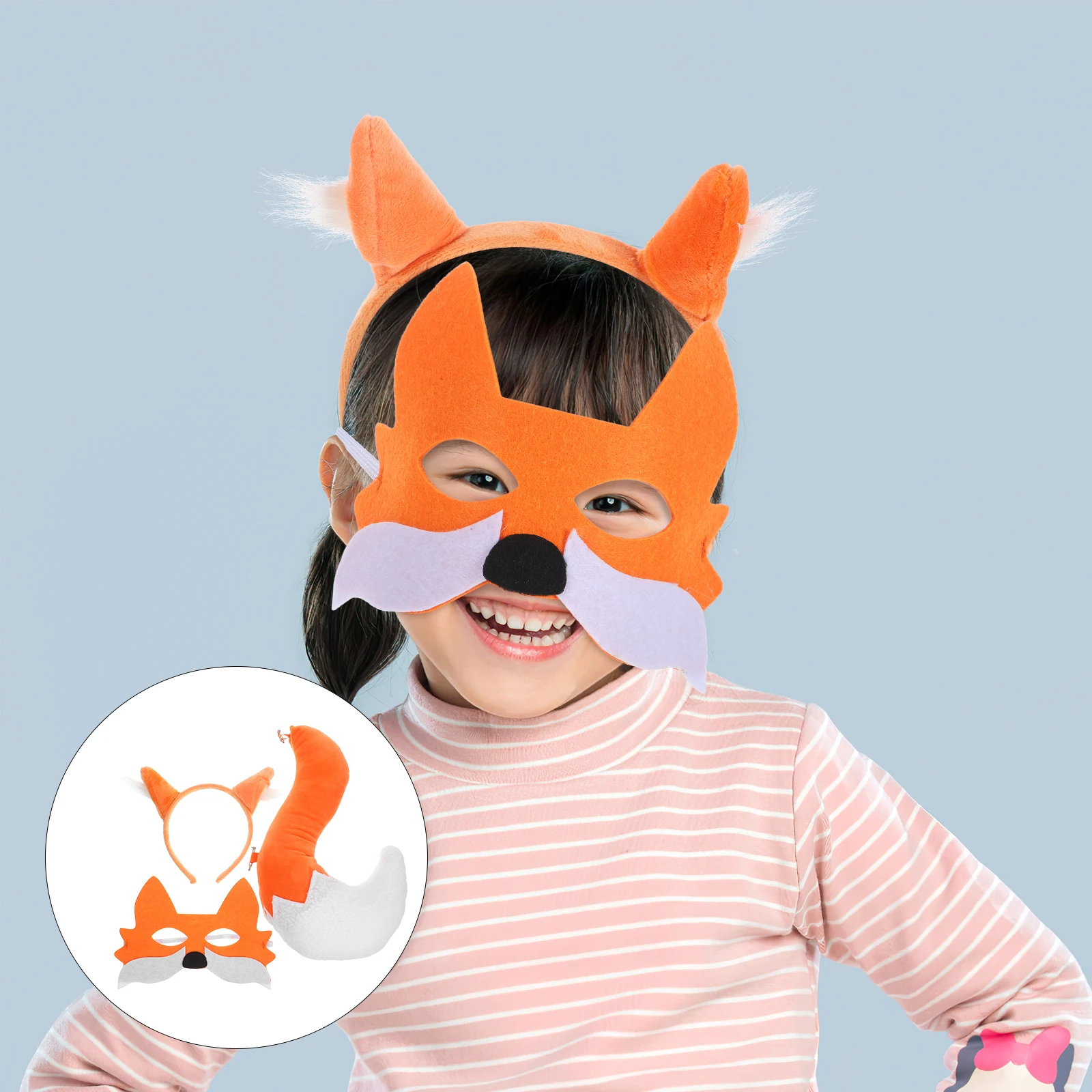 

1 set Fox Mask Tail Set Halloween Cosplay Costume Accessories Stylish Shape Decorative Animal Fox Tail Costume Prop